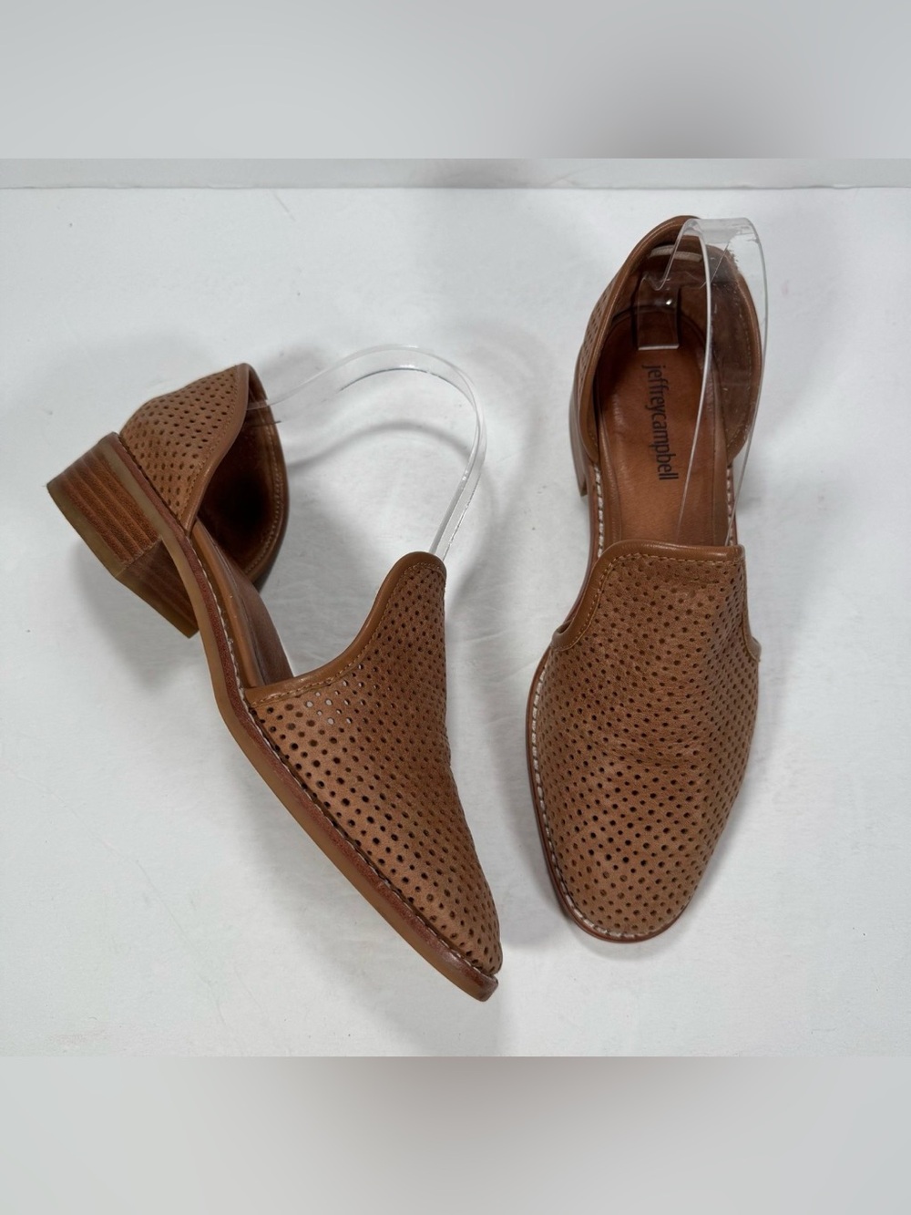 Jeffrey Campbell Brown Leather Open Punch D’Orsay Oxford Shoes Women Size 7.5